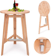 Tavolo Alto Pieghevole da Bar Legno Massiccio tavolino Pub Ristorante Feste Giardino terrazza