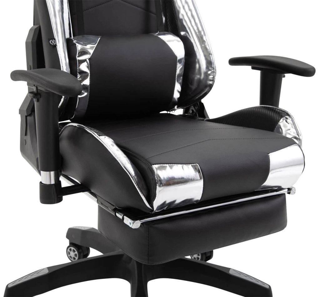 Sedia gaming ufficio Turbo bianco/nero,Finta pelle (metallizzata)