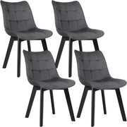 Set di 4 Sedie Moderne da Sala Pranzo Poltroncina da Cucina Poltrona in Velluto Senza Braccioli Gambe in Legno Grigio scuro 0654BY-4
