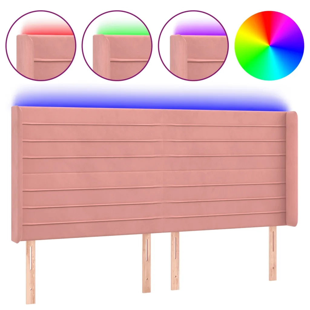 Testiera a LED-Testata con LED rosa 183x16x118/128 cm in Velluto 743230