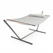 Amaca Matrimoniale Da Esterno Con Supporto Tubolare In Acciaio Tessuto Resistente E Traspirante Perfetta Per Relax In Giardino Veranda Terrazzo Balcone E Piscina 350 x 120 Cm Grigio