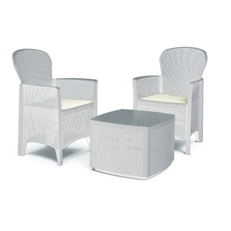 MAURY'S TREE SALOTTO DA GIARDINO CON CUSCINI 3 PZ BIANCO