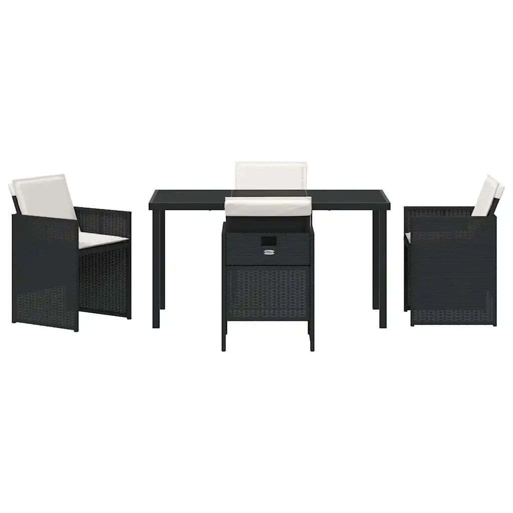 Set da Pranzo per Giardino con cuscino 5 pcs Nero polyrattan