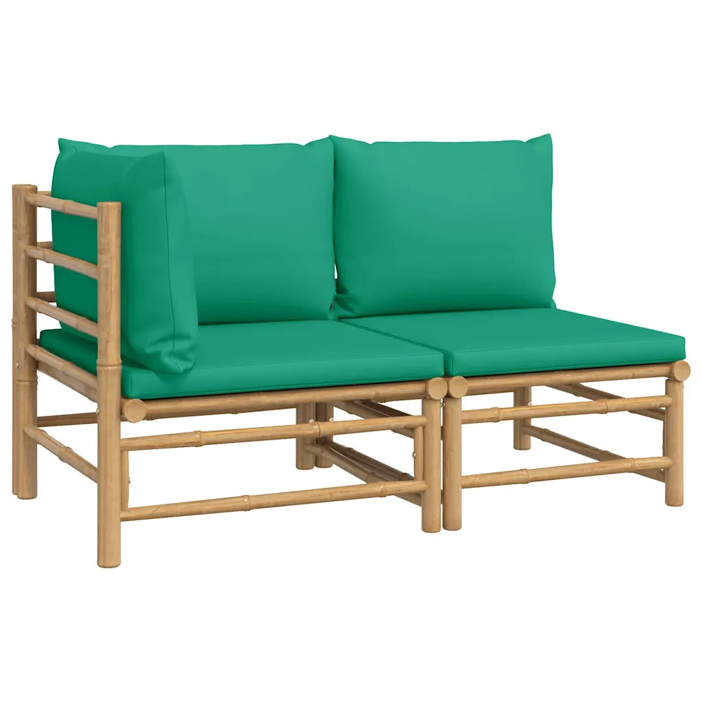 Salotto da Giardino-Set Salotto da Giardino 2pz con Cuscini Verdi Bamb¨´ 641620