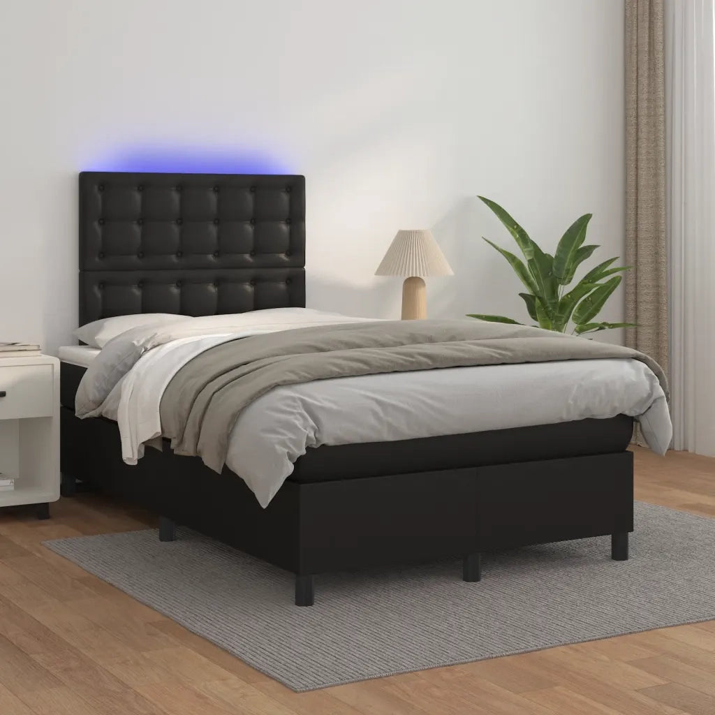 Letto a Molle con Materasso e LED Nero 120x190 cm in Similpelle 3270293