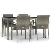 Set da Pranzo da Giardino 5 pz | Set Salotto da Giardino con Cuscini in Polyrattan Grigio