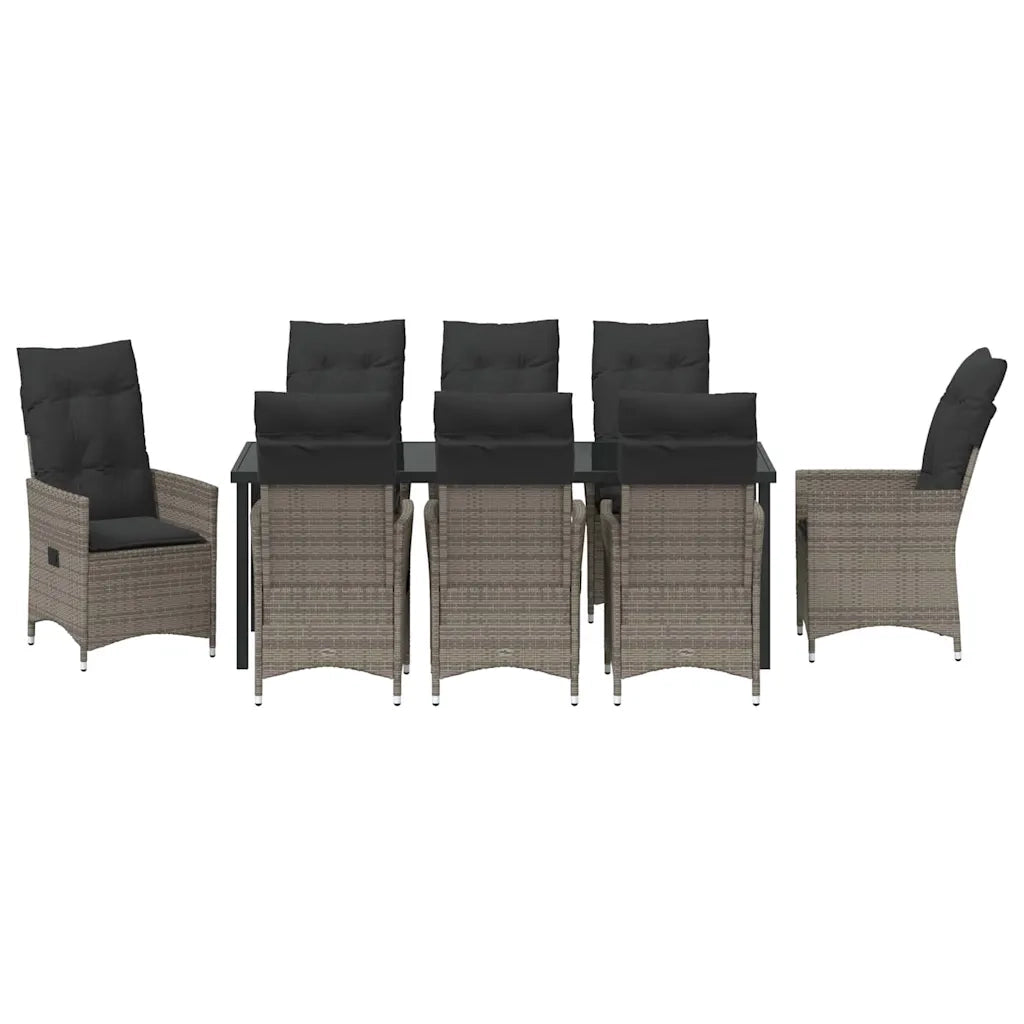Set da Pranzo per Giardino con cuscino 9 pcs Grigio polyrattan 3379554