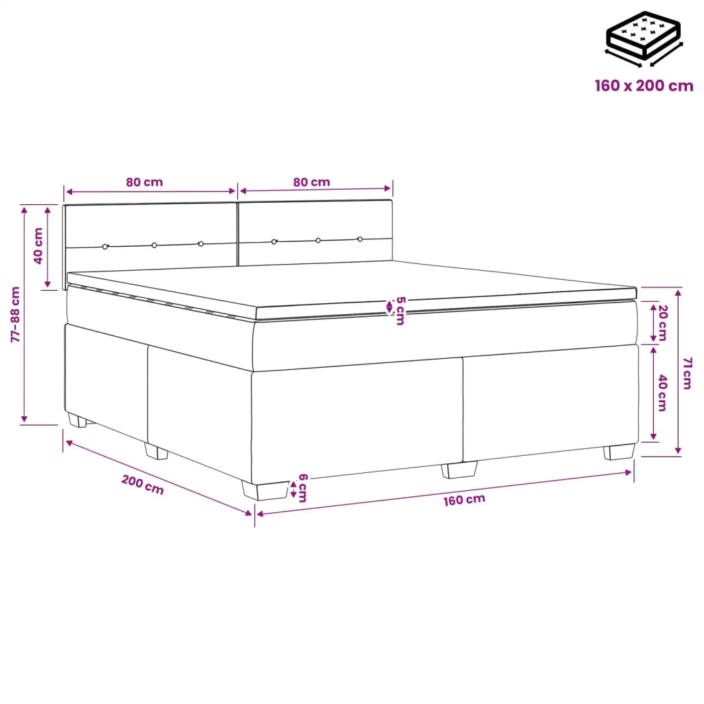 Letto box spring con materasso Blu 160 x 200 cm Tessuto 3450522