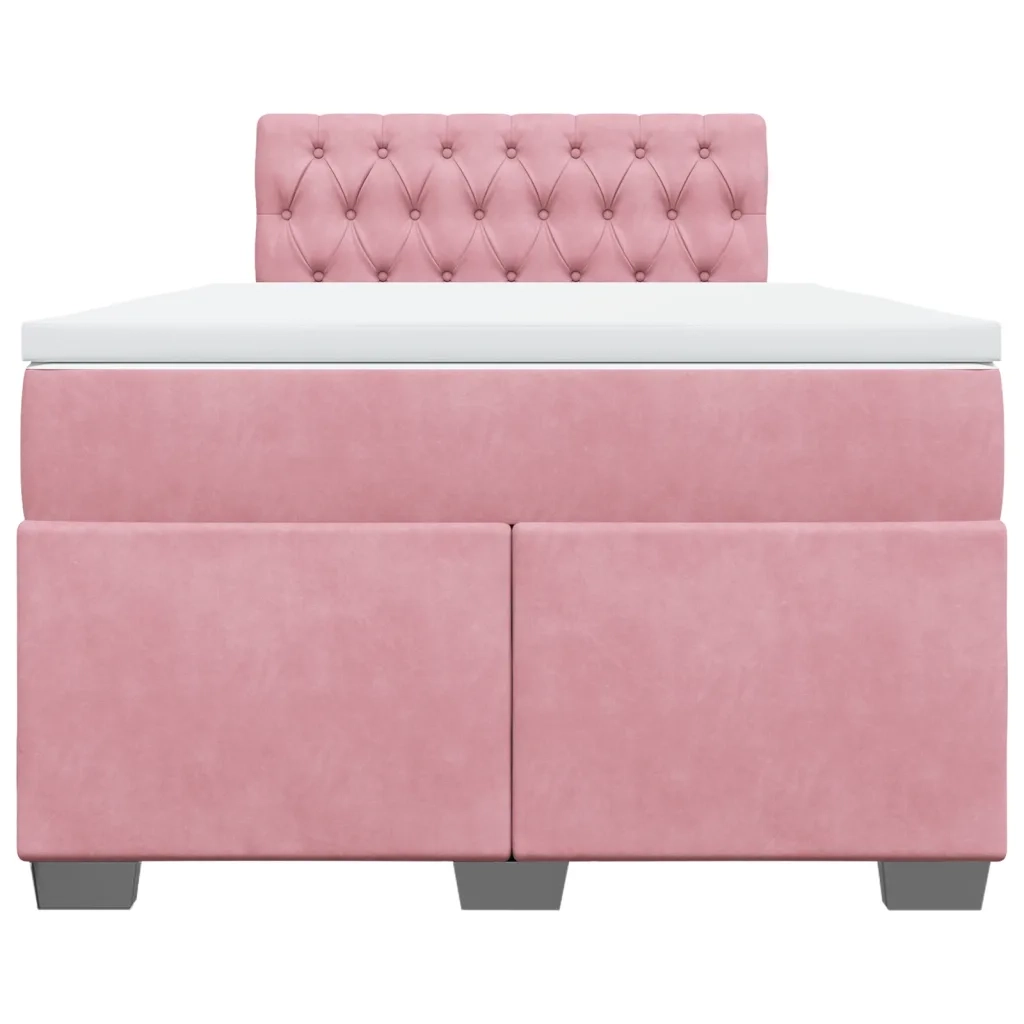 Giroletto a Molle con Materasso Rosa 120x200 cm in Velluto 3288593