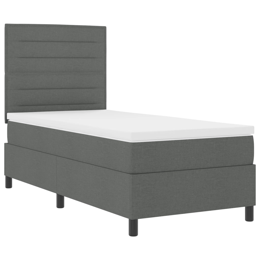 Letto Box Spring con Materasso e LED Grigio Scuro 80x200 cm Tessuto