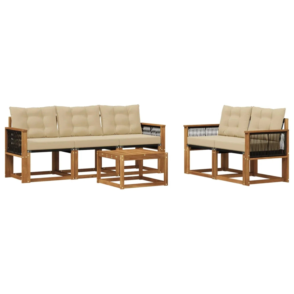 Set di divani da esterno 6 pz Naturale e Beige 3381777
