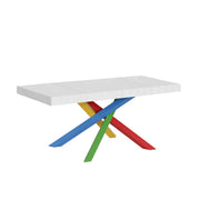 Tavolo allungabile 140/400x90 cm Volantis Premium colore bianco frassino gambe multicolore 4/B