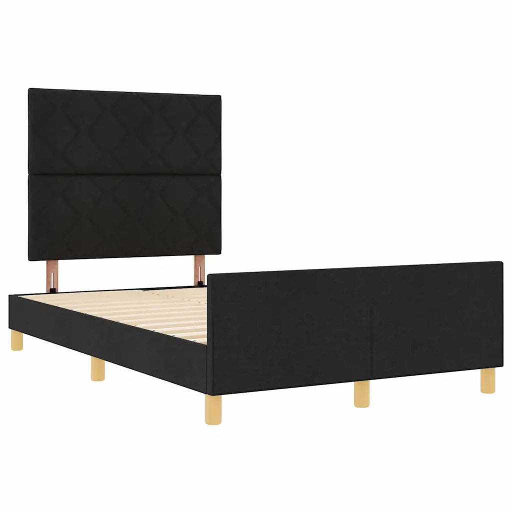 Struttura del letto con testiera-Giroletto Nero 120 x 190 cm Tessuto 221869