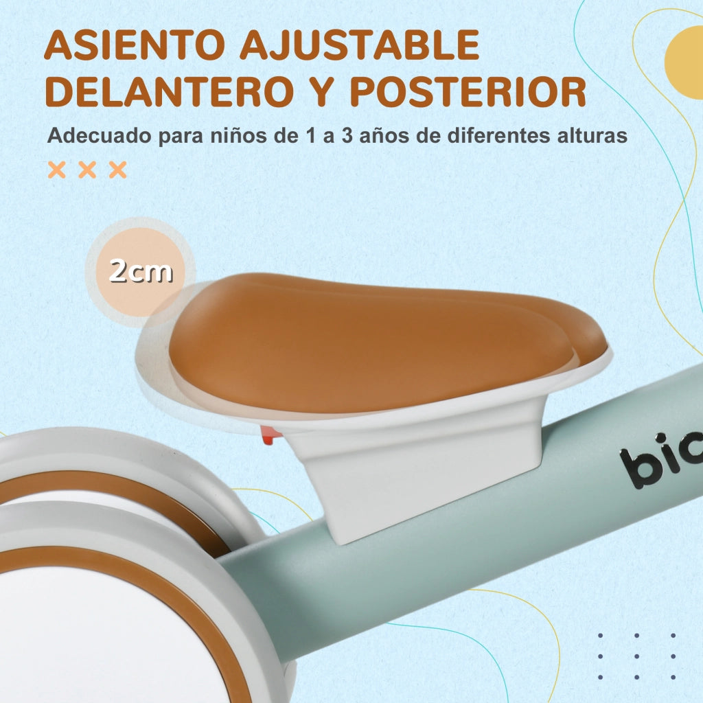 Bicicletta senza pedali per bambini 12-36 mesi ¨C Xylo ¨C verde con cesta e 4 ruote silenziose