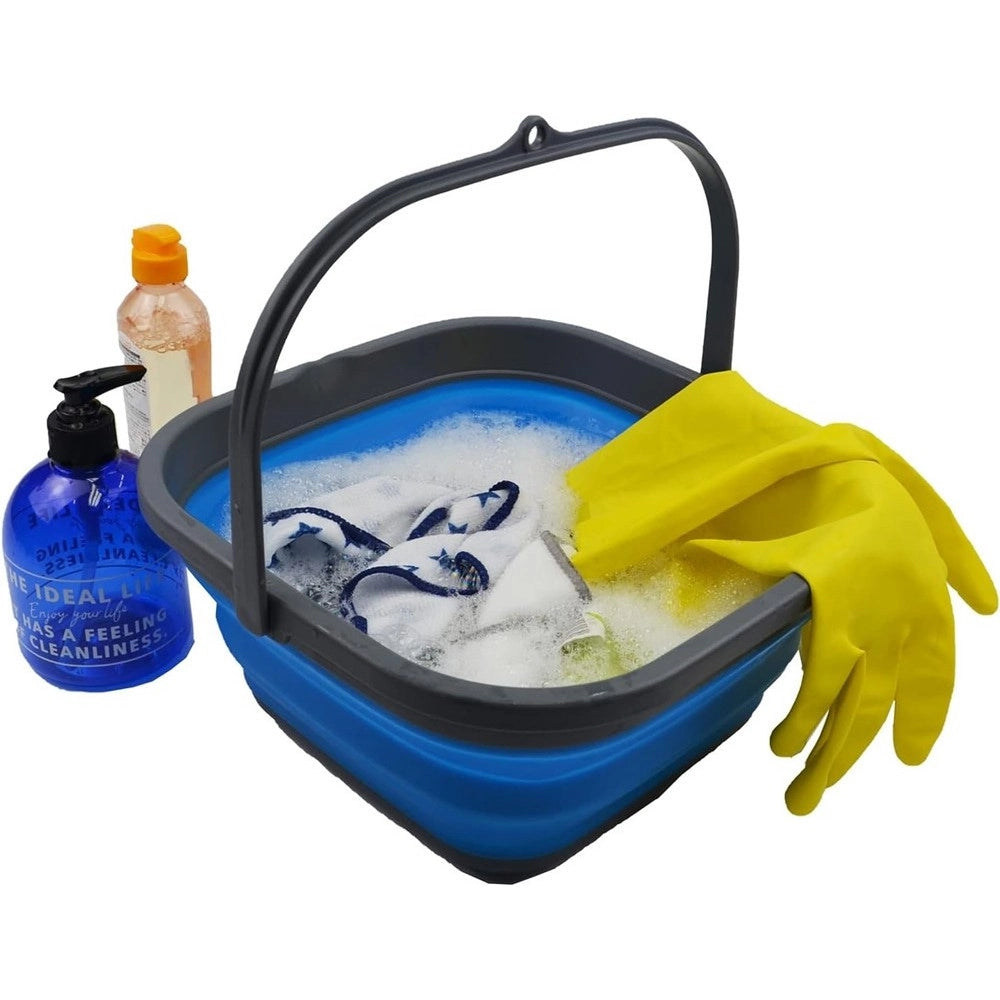 Trade Shop - Secchio Pieghevole Quadrato Pratico Da 5,5 Lt Portatile Salvaspazio Con Maniglia -