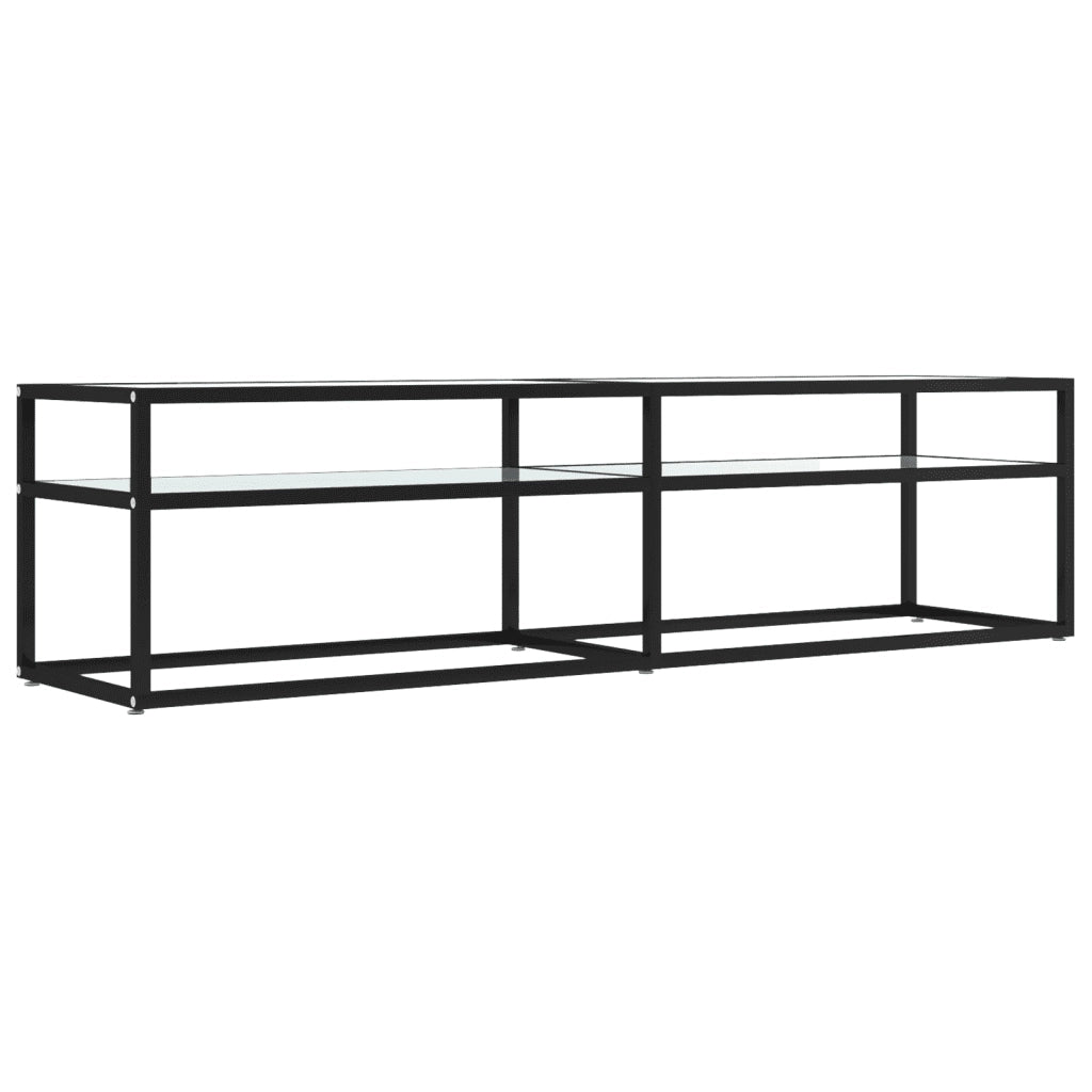 Mobile Porta TV Marmo Bianco 160x40x40,5 cm in Vetro Temperato 331720