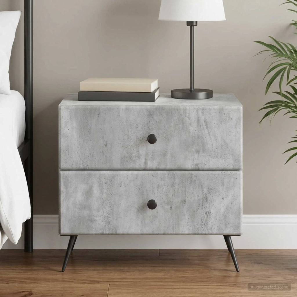 Armadio da Notte Grigio Cemento 62 x 34,5 x 47,5 cm 895468