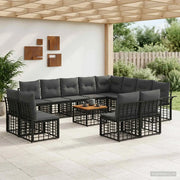 Set di divani da esterno 13 pcs Nero e Grigio scuro Poliestere 3437795