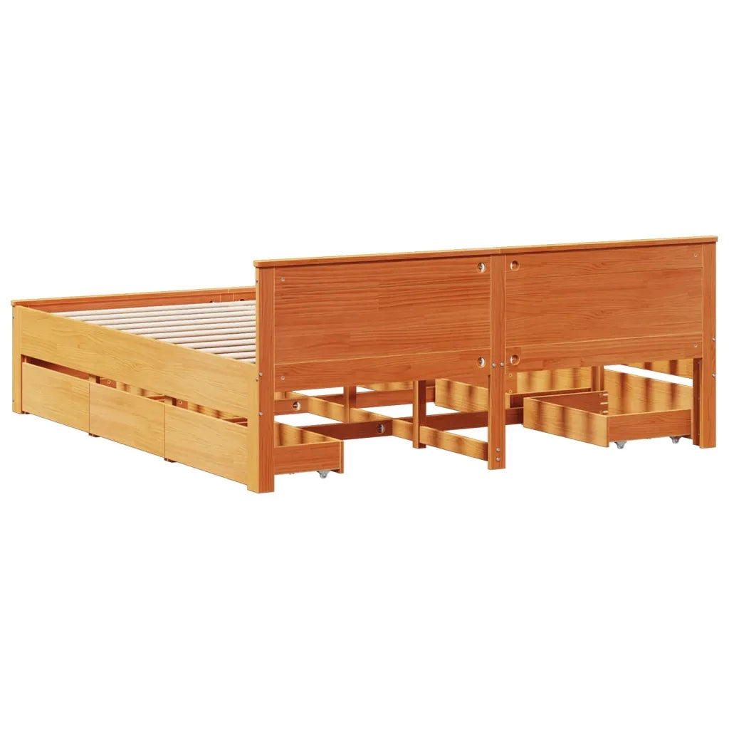 vidaXL Giroletto senza Materasso con Testiera Marrone Cera 180x200Pino
