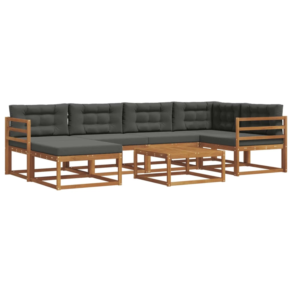 Set di divani da esterno con cuscino 7 pcs Naturale e Antracite 3367845