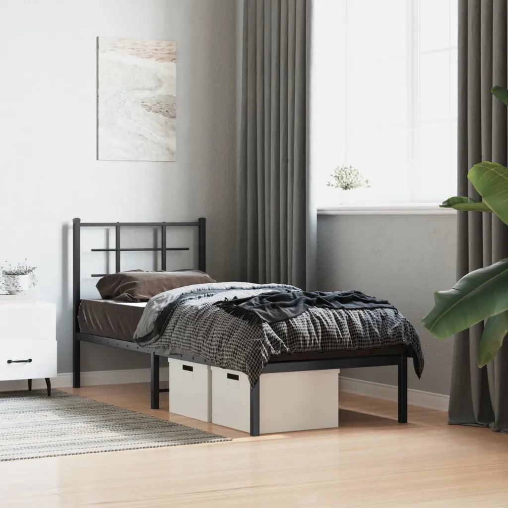 Giroletto con Testiera-Struttura Letto con testiera in Metallo Nero 75x190 cm 488734