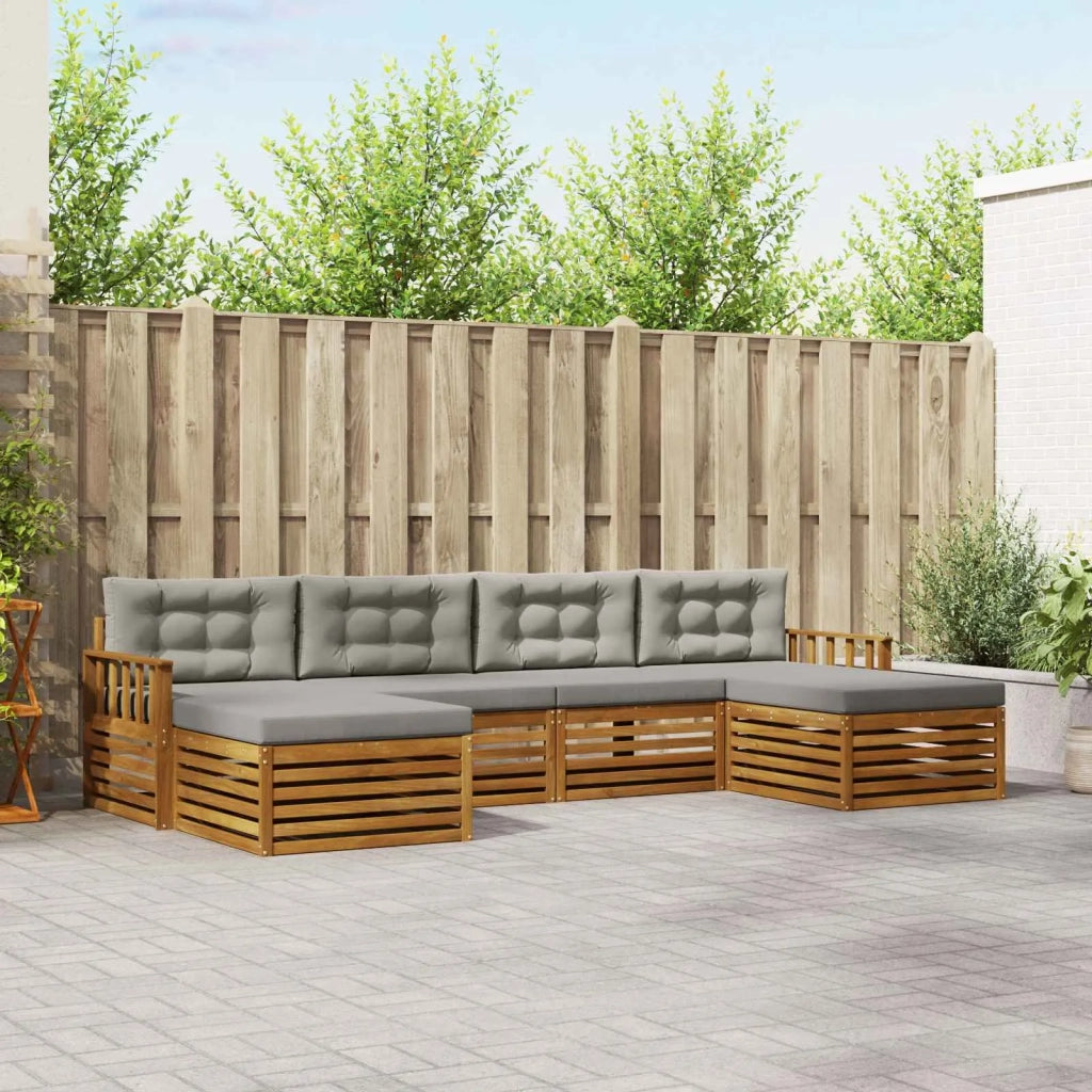 Set divani con cuscino 6 pcs Grigio Naturale e Chiaro 3373891