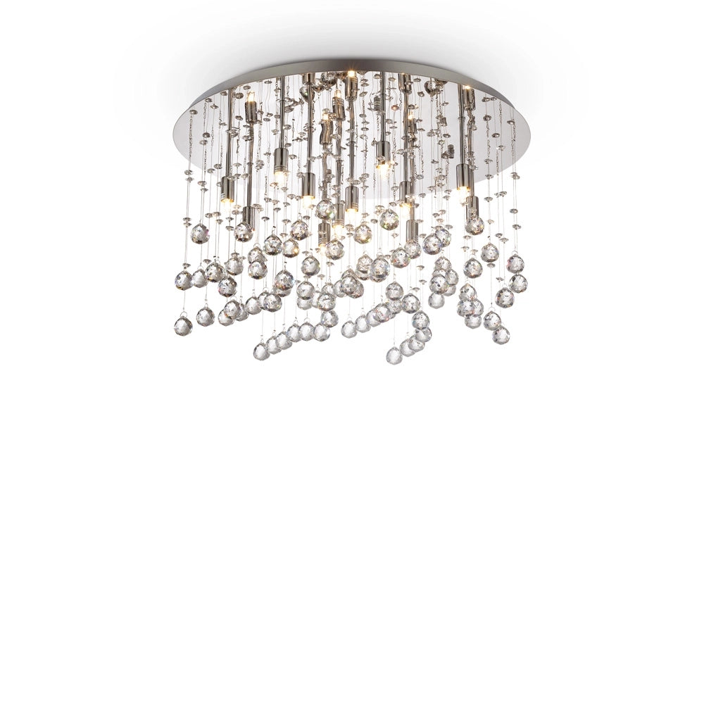 Plafoniera Contemporanea Moonlight Metallo-Cristallo Cromo 12 Luci G9 3W 3000K