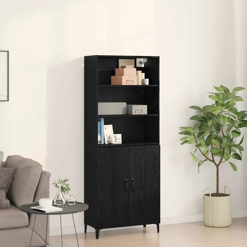vidaXL Credenza Rovere nero 69.5 x 32.5 x 180 cm Legno multistrato