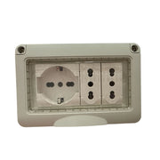 Cassetta elettrica pronta all'uso per esterno IP55 presa Schuko + 2 prese universali