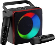 Impianto Karaoke - 2x Microfoni Senza Fili - Set di Karaoke Portatile - con Illuminazione - Altoparlanti Karaoke - Altoparlanti per Karaoke - Adatto per Bambini e Adulti