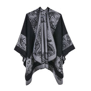Sciarpa da donna, scialle, in cashmere, spesso, caldo, reversibile, mantellina divisa