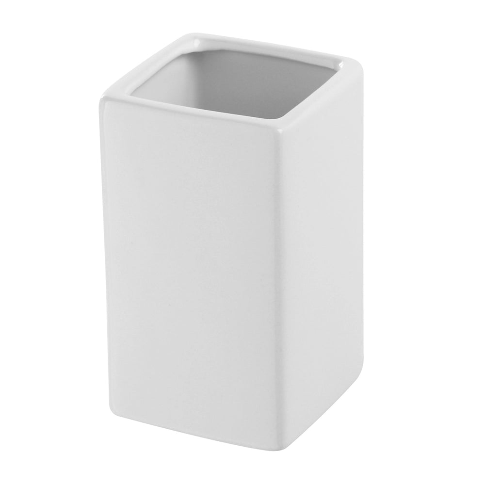 Portaspazzolino Rettangolare In Ceramica Bianco da Appoggio Dublino