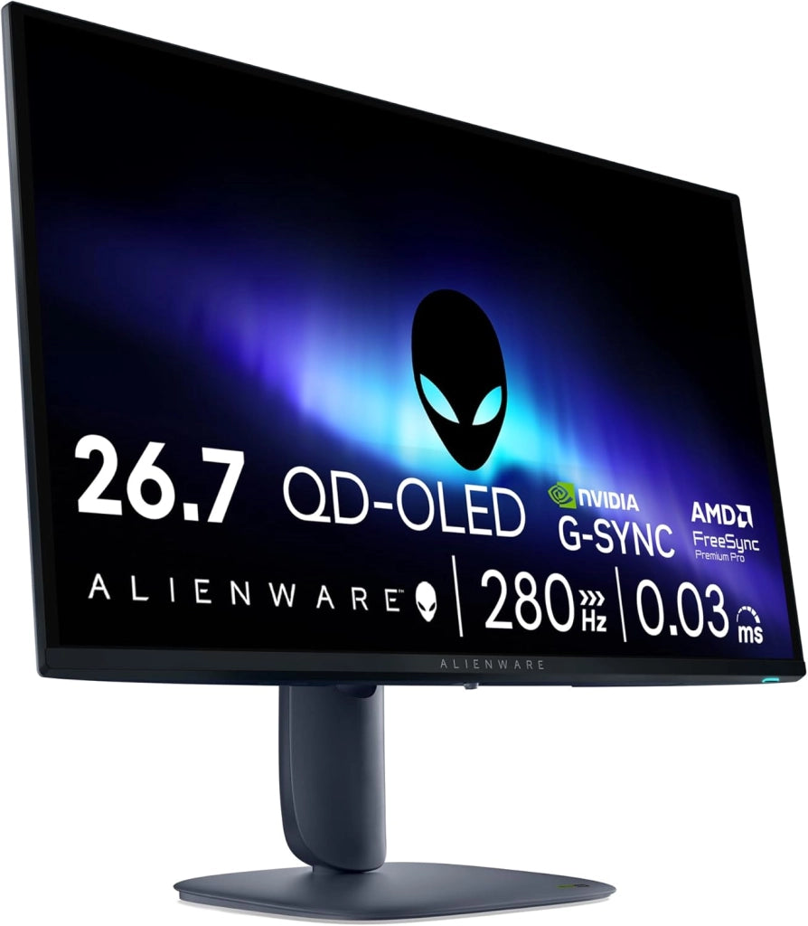 Alienware 27 Monitor Gaming - AW2725D, QHD (2560x1440), 280Hz, QD OLED, 0.03ms, NVIDIA G-SYNC Compatible, AMD FreeSync Premium Pro, HDR True Black 400, USB-C, DisplayPort, 2 HDMI, 3 Anni di Garanzia