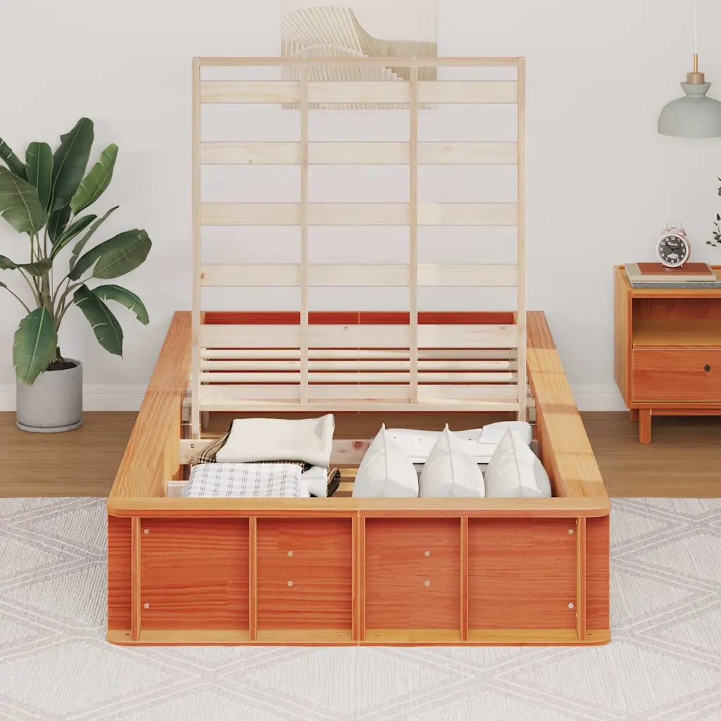 vidaXL Struttura del letto Cera marrone 90 x 190 cm Legno massello