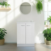 Mobile lavatoio 60x60 cm bianco con vasca in termoplastico, fondo salvagoccia e asse in termoplastico | Lavella