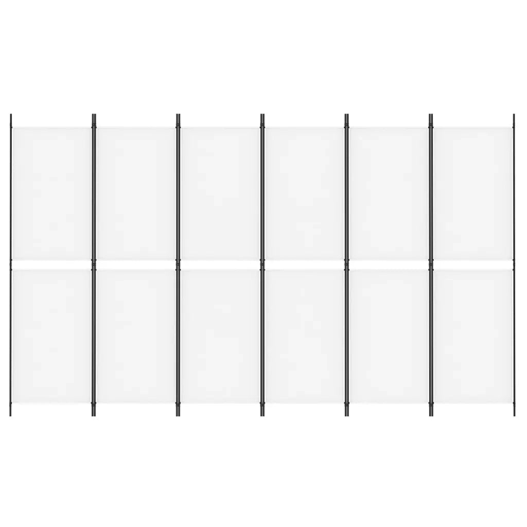 Divisorio a 6 Pannelli Bianco 300 x 180 cm Tessuto 350222