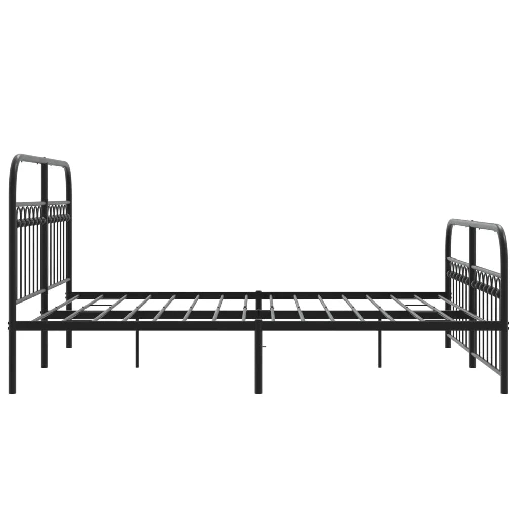 Giroletto con Testiera e Pediera Metallo Nero 150x200 cm 376620
