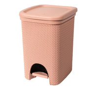 Pattumiera Bidone con Pedale Intreccio Rosa Cipria 18 Litri