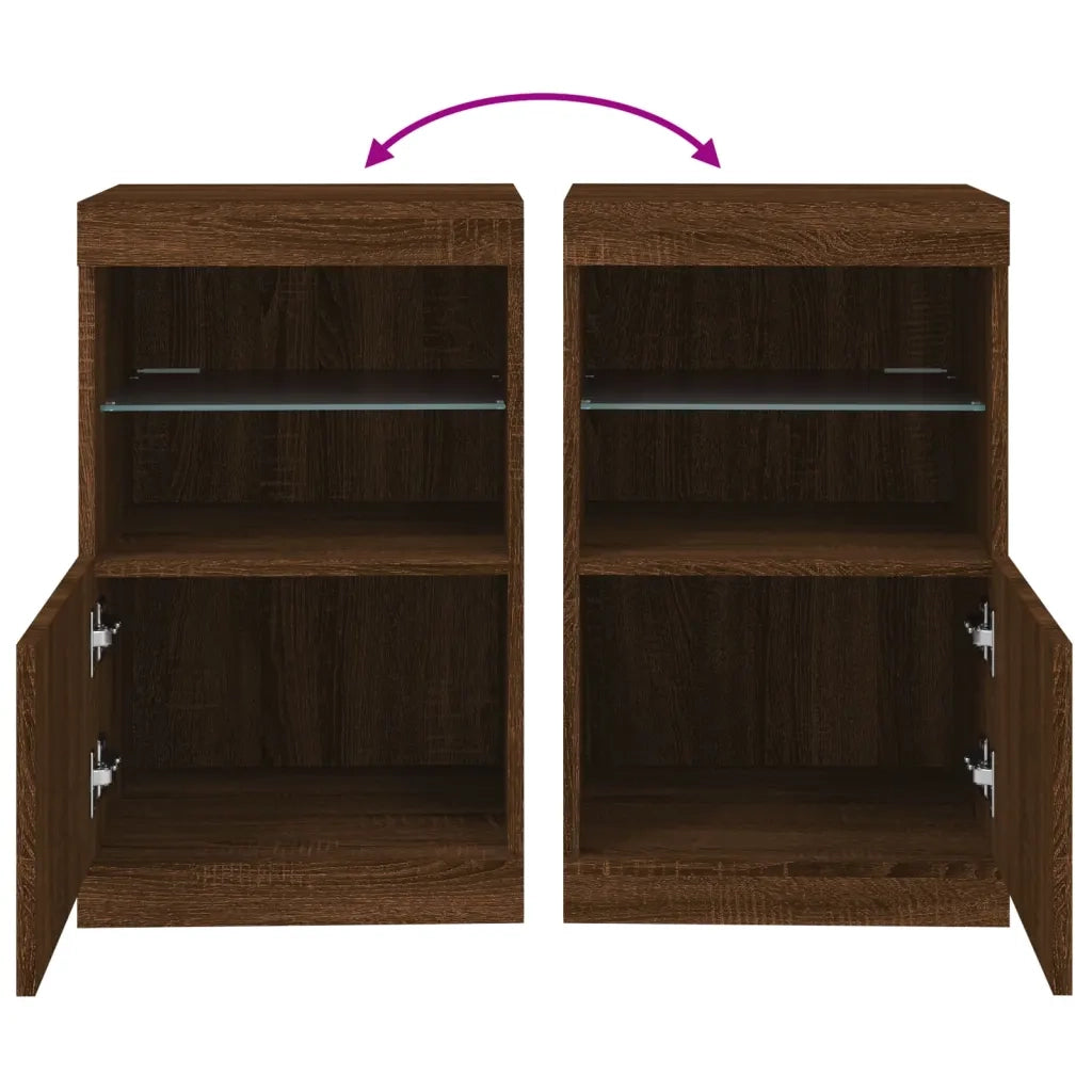 Credenza | Madia | Buffet da pranzo | Armadio da pranzo con Luci LED Rovere Marrone 41x37x67 cm