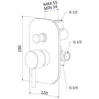 Rubinetto Miscelatore Monocomando Doccia ad Incasso con Deviatore in Ottone Mariani Hermes Cromato