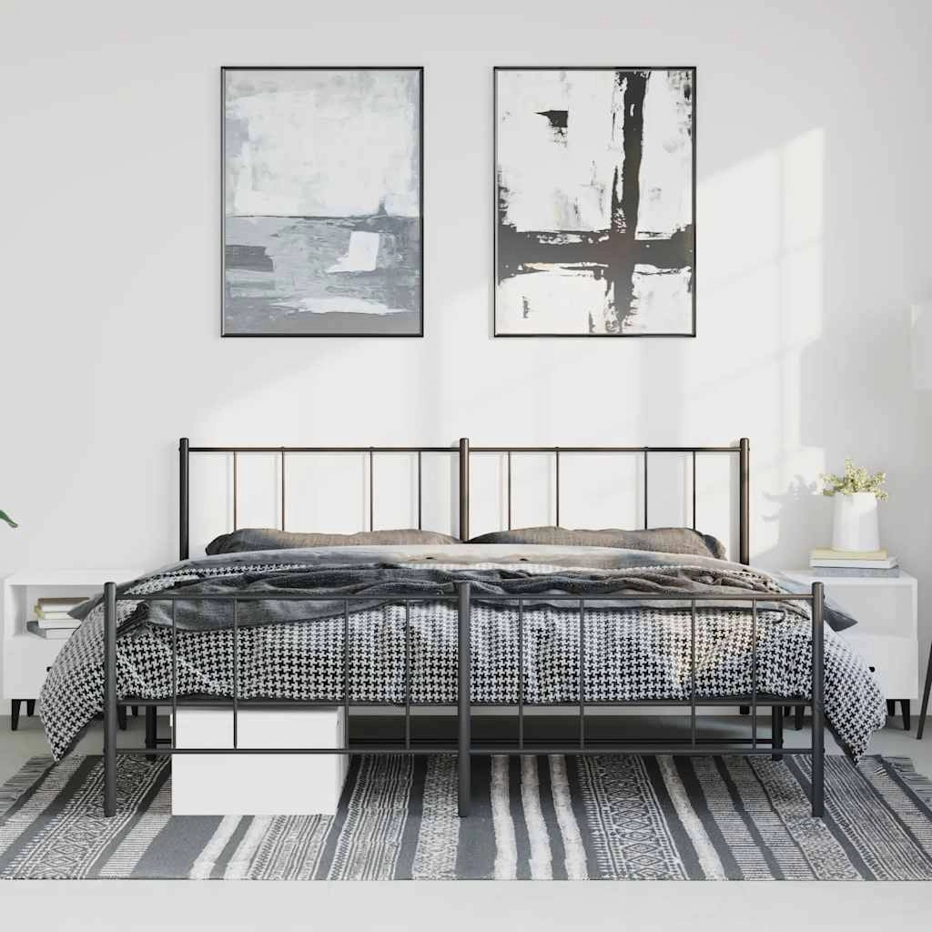 Giroletto con Testiera e Pediera Metallo Nero 193x203 cmcod mxl 129427