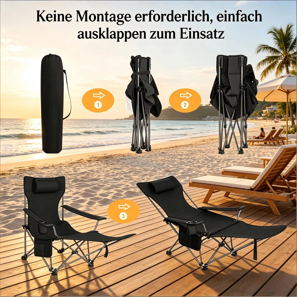 SEDIA PIEGHEVOLE RECLINABILE 115x84x88,5 cm Nera