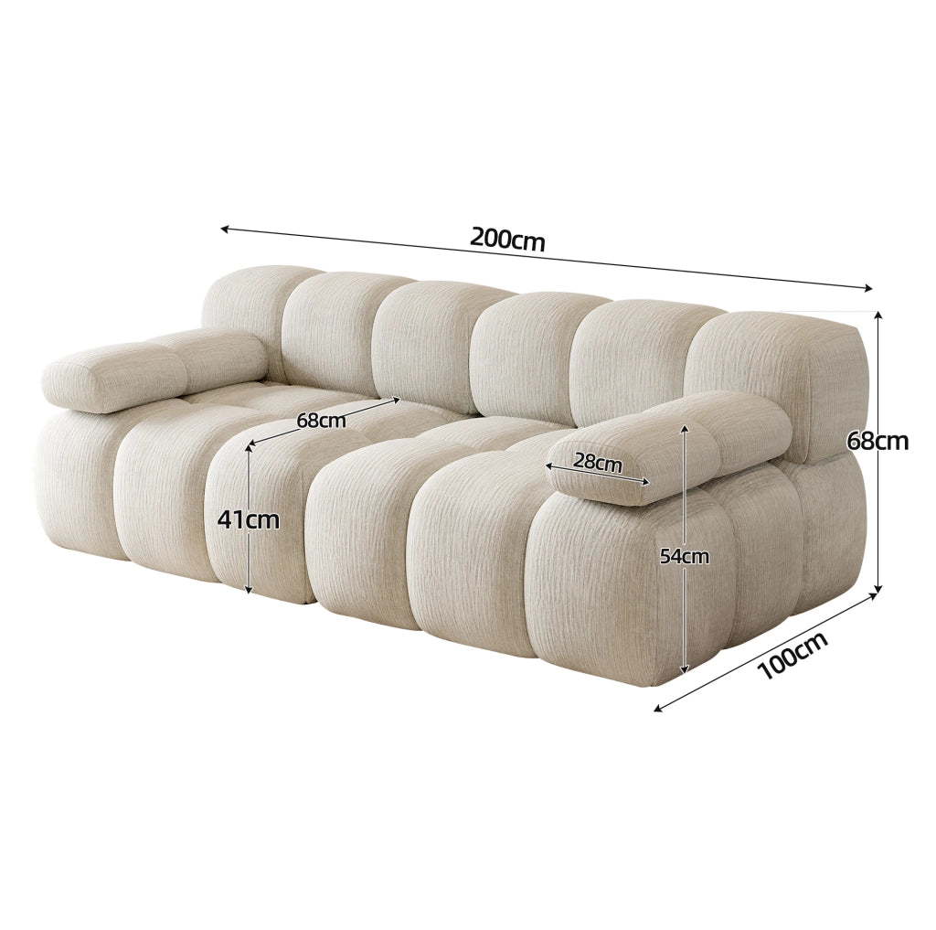 DIVANO Angolare 200x100x68 cm Tessuto Bianco Senza Montaggio