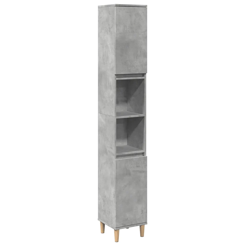 Set Mobili da Bagno 3 pz Grigio Cemento in Legno Multistrato