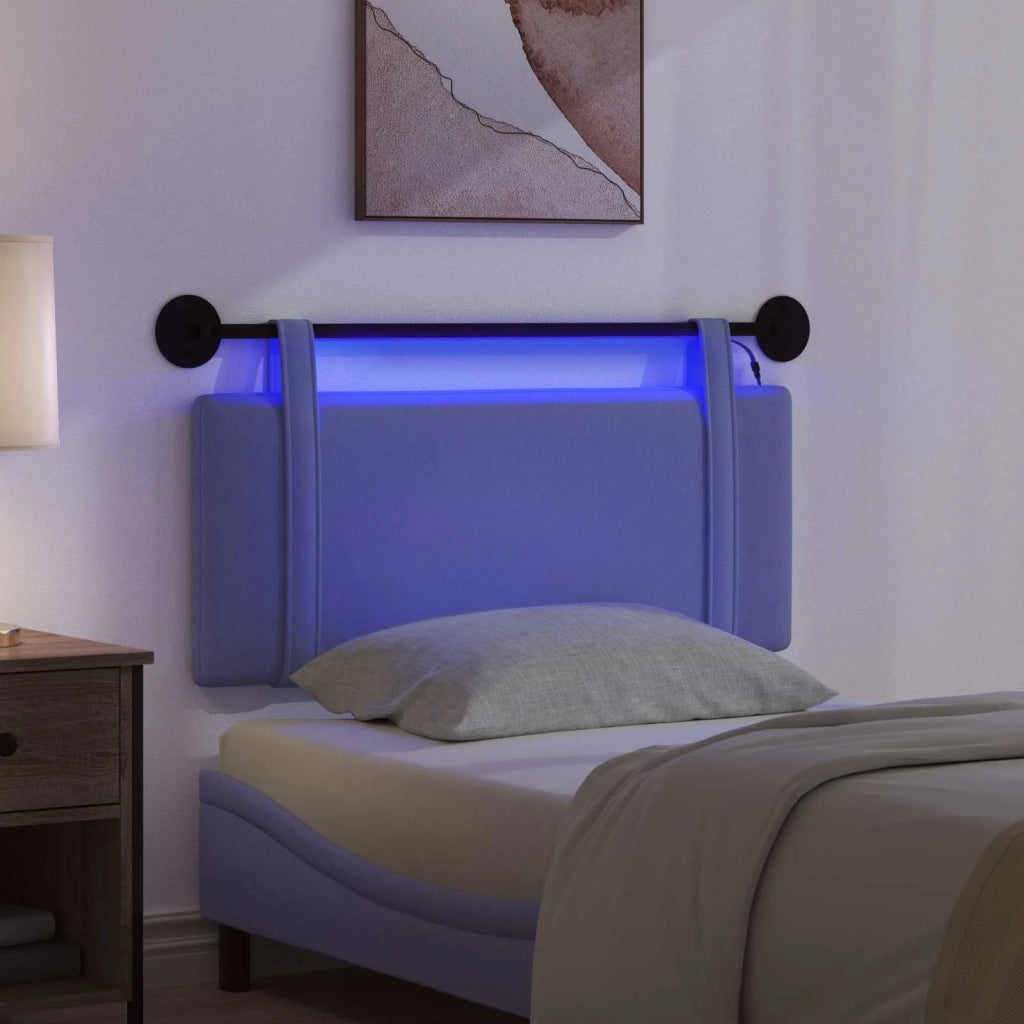 Testiera sospesa Con luce LED Blu jeans Tessuto