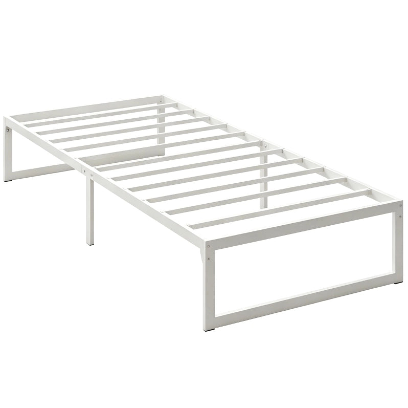 Letto singolo 200;5x90;6x32;5 cm senza testiera con spazio contenitore in metallo bianco