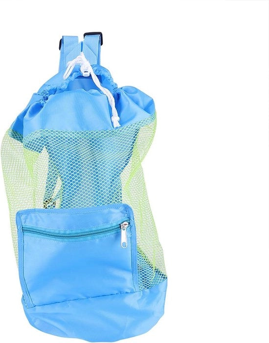 Borsa portatile di mesh per giornate al mare estive - Blu - Tasca di stivaggio con cinture regolabili