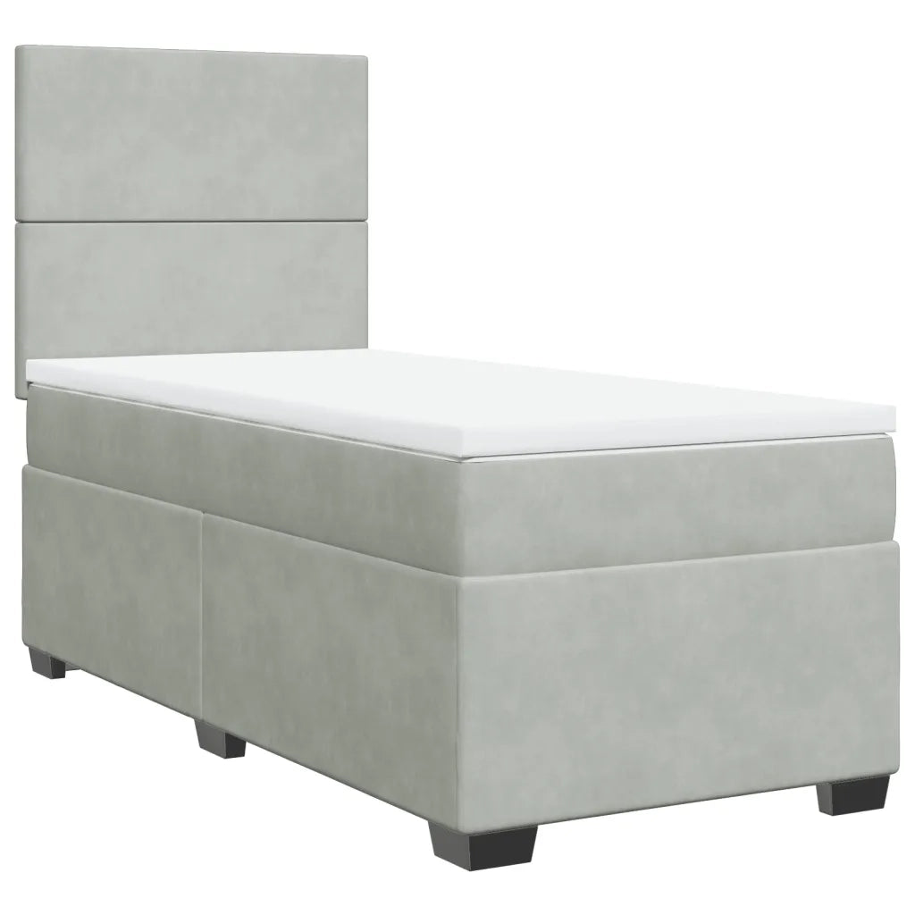 Giroletto a Molle con Materasso Grigio Chiaro 90x200 cm Velluto