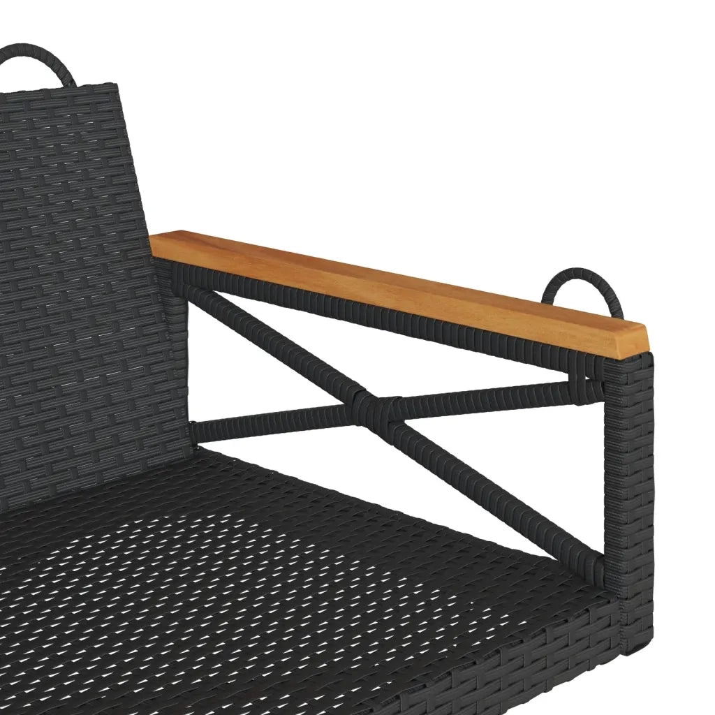Panca da Giardino | Panchina a Dondolo Nera 109x62x40 cm in Polyrattan