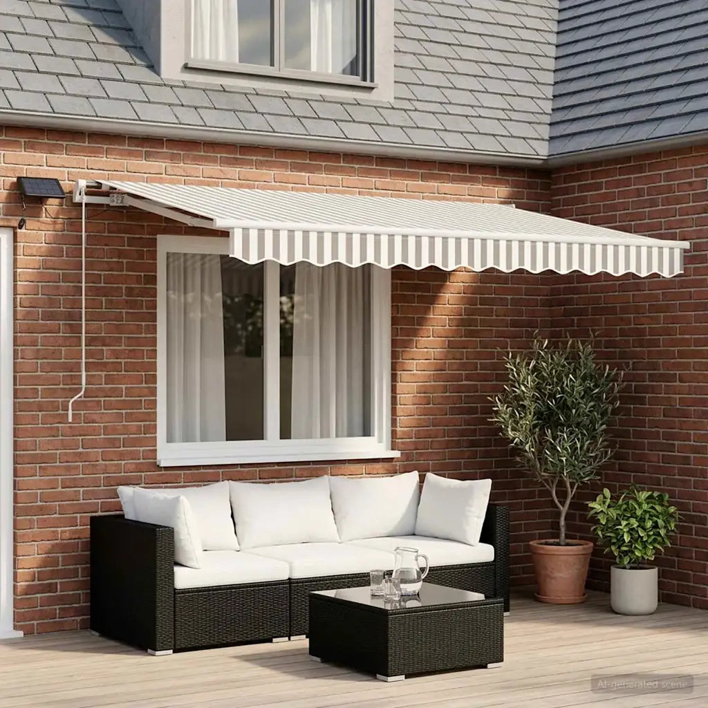 Tenda retrattile Grigio chiaro e bianco 300 x 250 cm 3425835